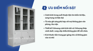 Tủ văn phòng 3 cánh kính TU-3K3T-HD